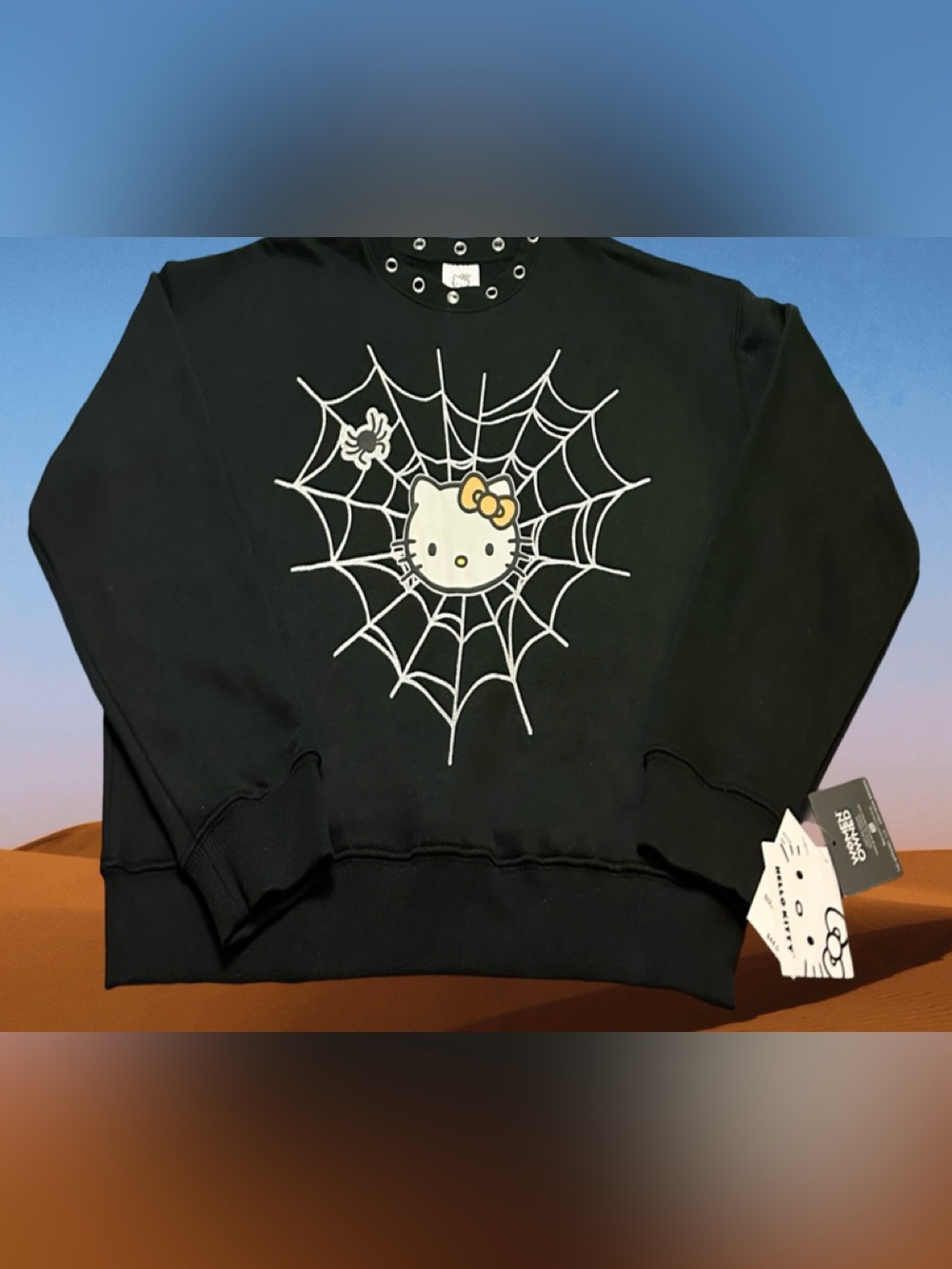 Hello Kitty By Sanrio Halloween Sweater  Pullover with Yellow Bow S